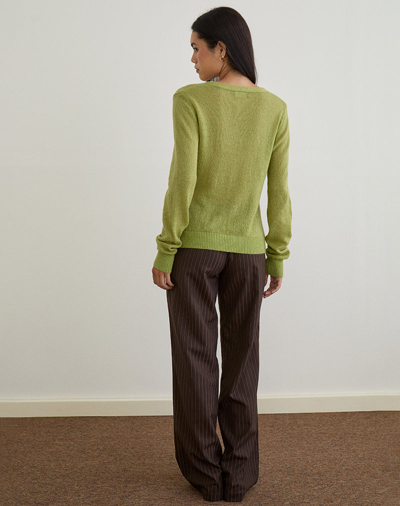 Image de Renisa Cardigan en maille transparente Vert