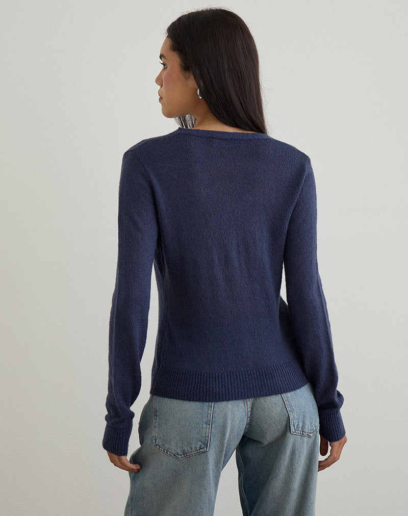 Image de Renisa Cardigan en maille transparente Navy