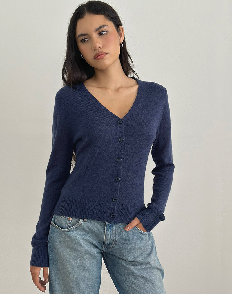 Image de Renisa Cardigan en maille transparente Navy
