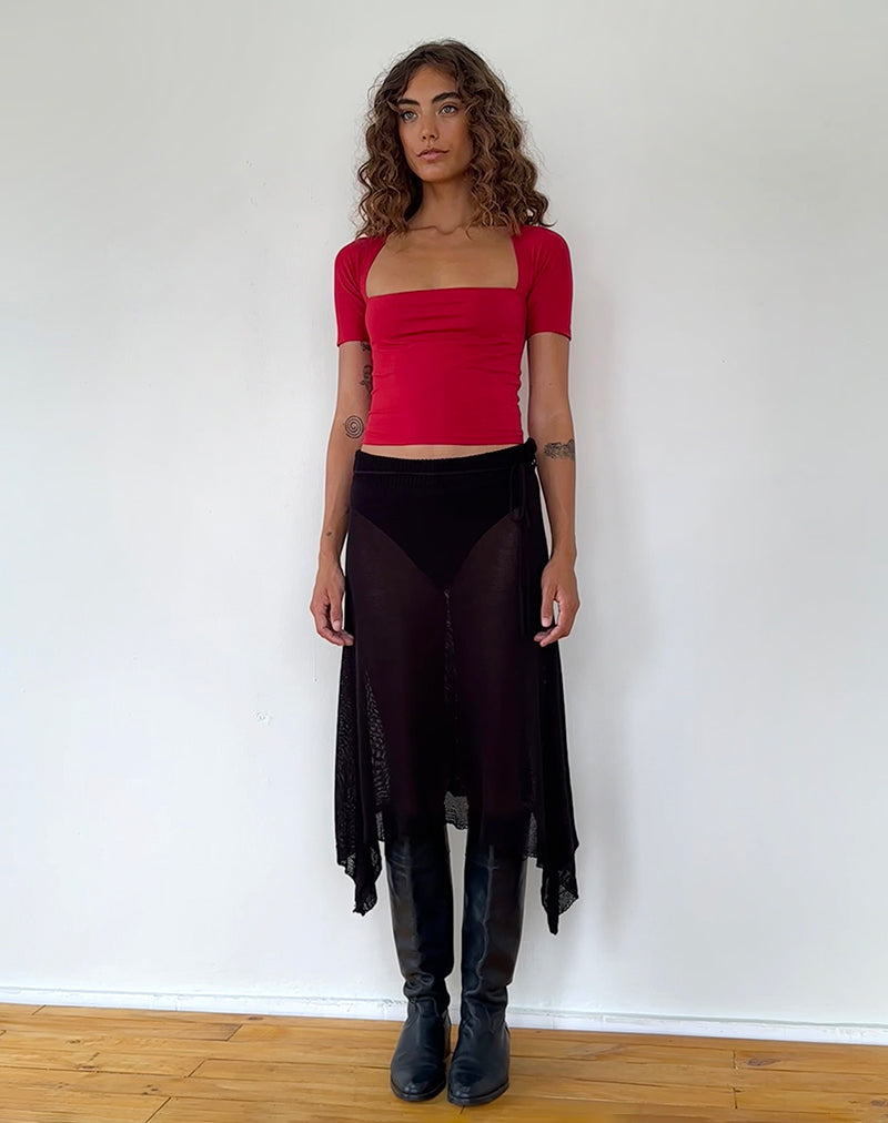 Image de Requa Short Sleeve Square Neck Top in Adrenaline Red