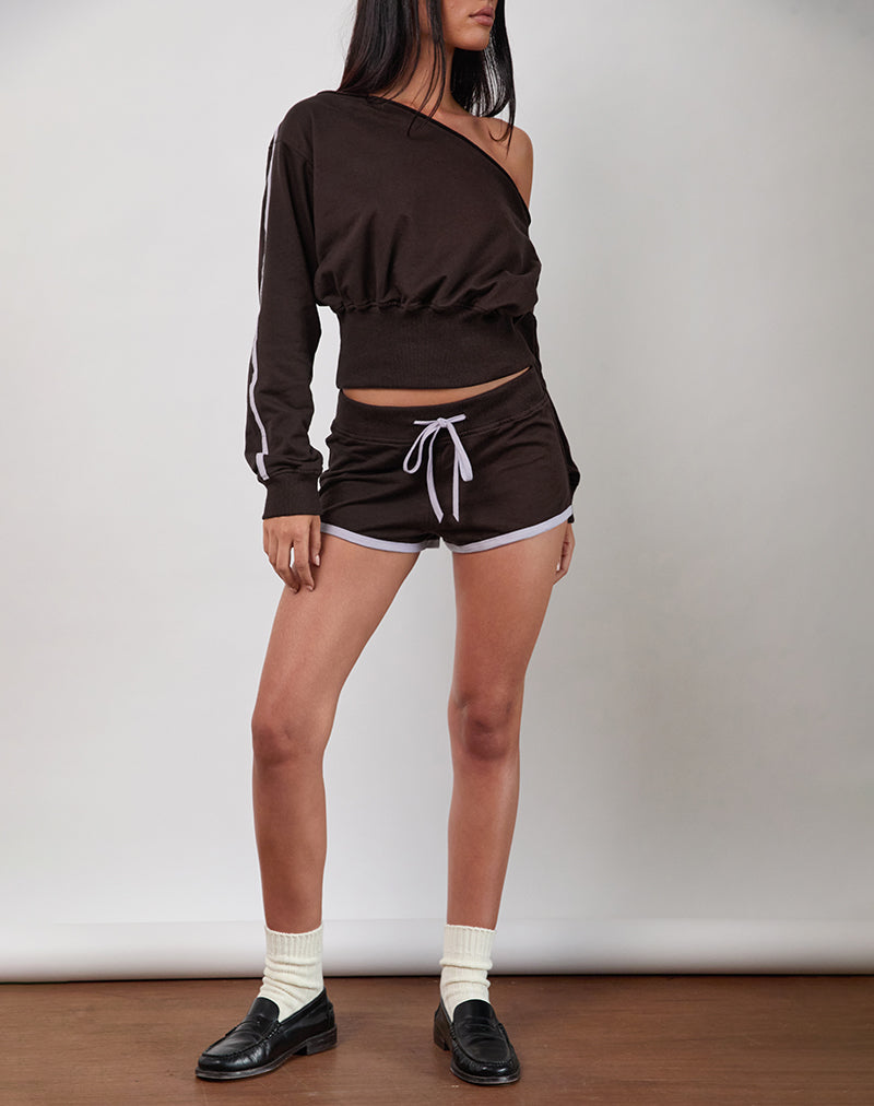 Image de Resata Runner Shorts in Bitter Chocolate with Violet Binding