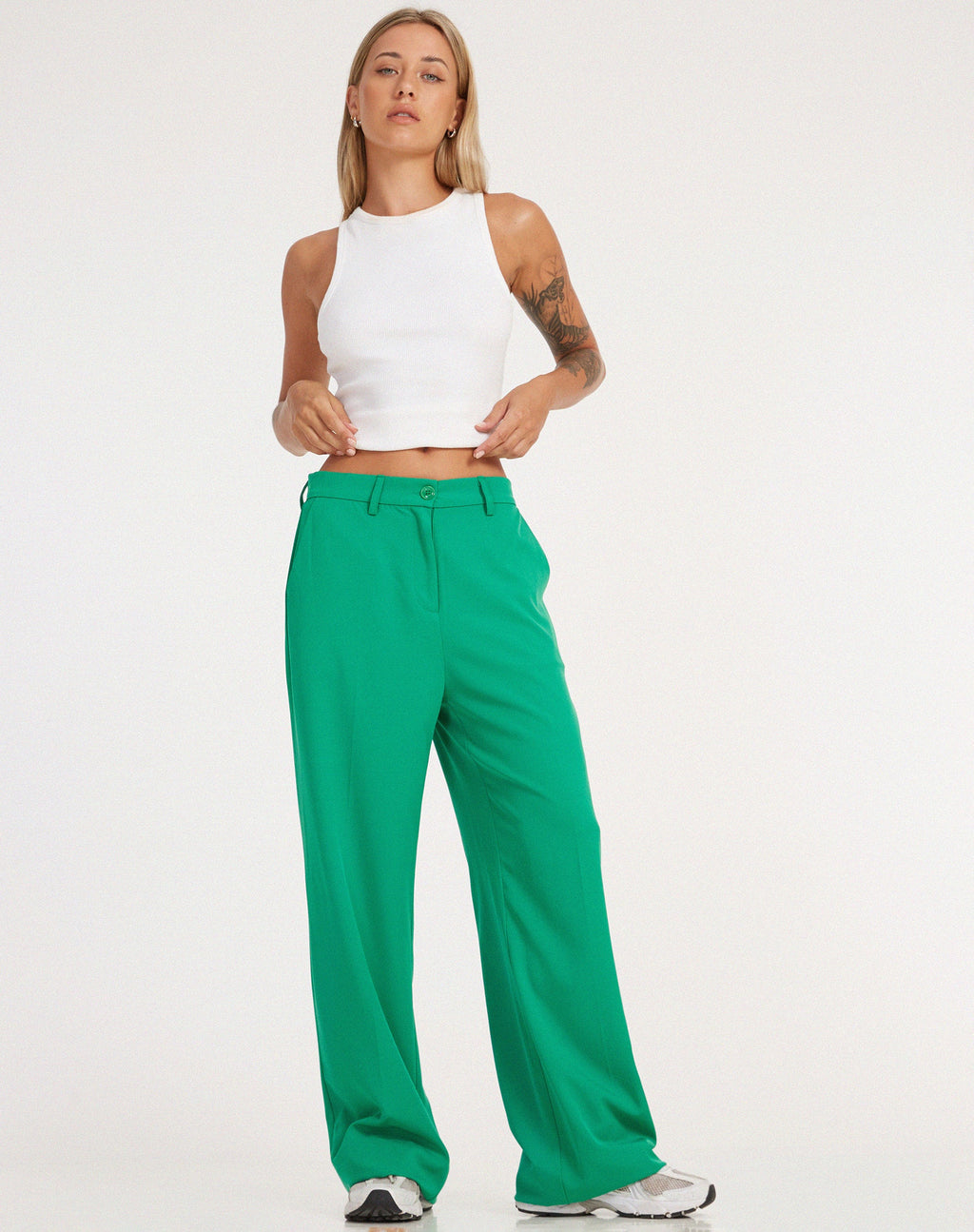 Pantalon Abba en vert tailleur