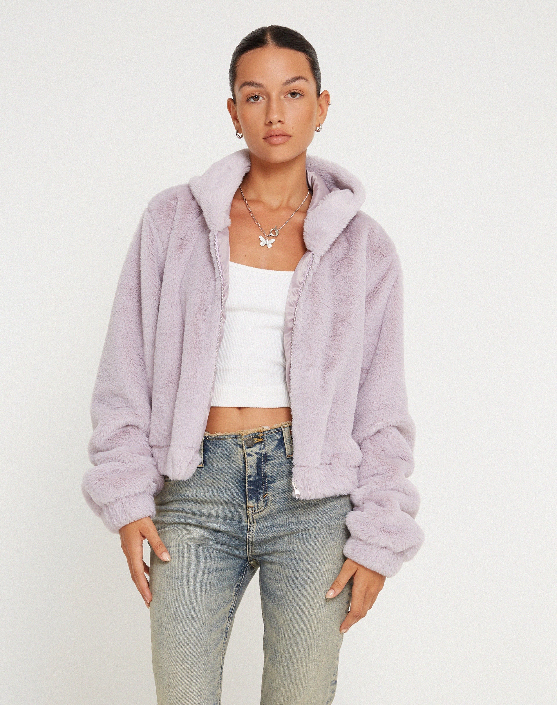 Image de la veste zippée Banowa en lilas