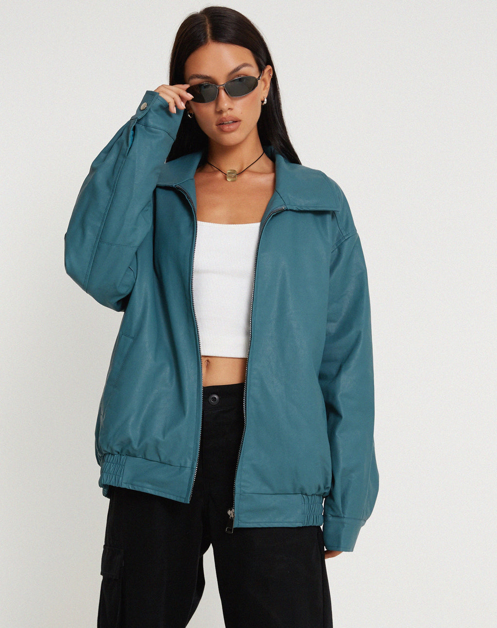 Veste MOTEL X JACQUIE Cavita en PU Gris Bleu