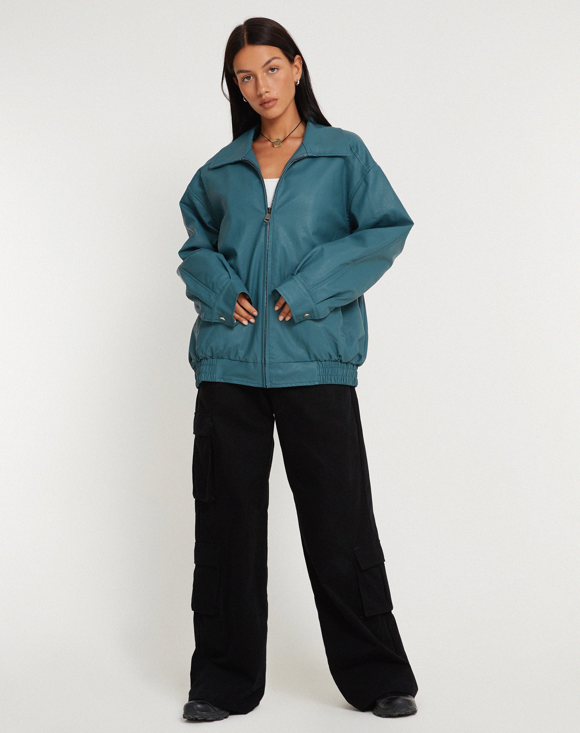 Image de MOTEL X JACQUIE Veste Cavita en PU Gris Bleu