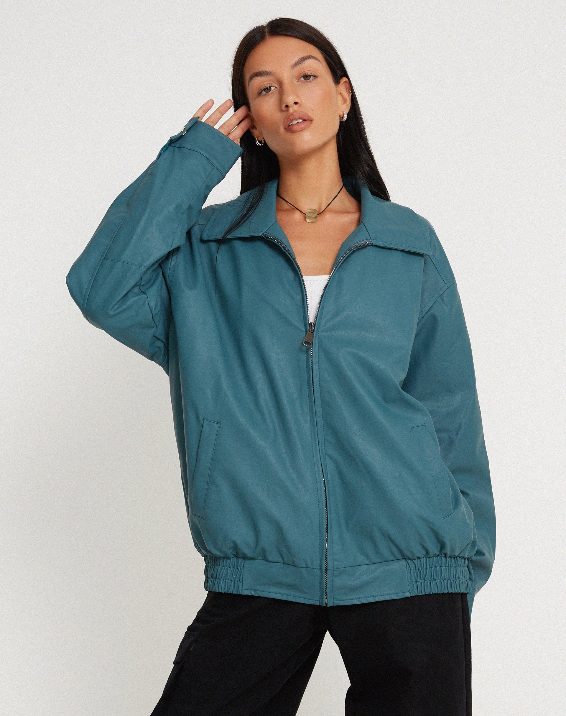 Image de MOTEL X JACQUIE Veste Cavita en PU Gris Bleu