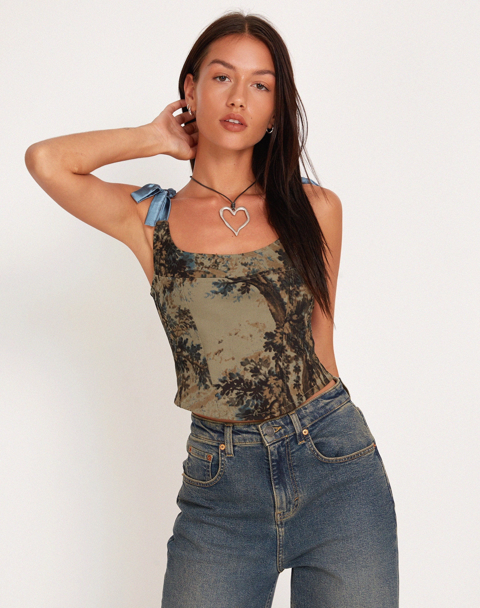 Image de Jatmi Corset Top in Brown Forest Tapestry