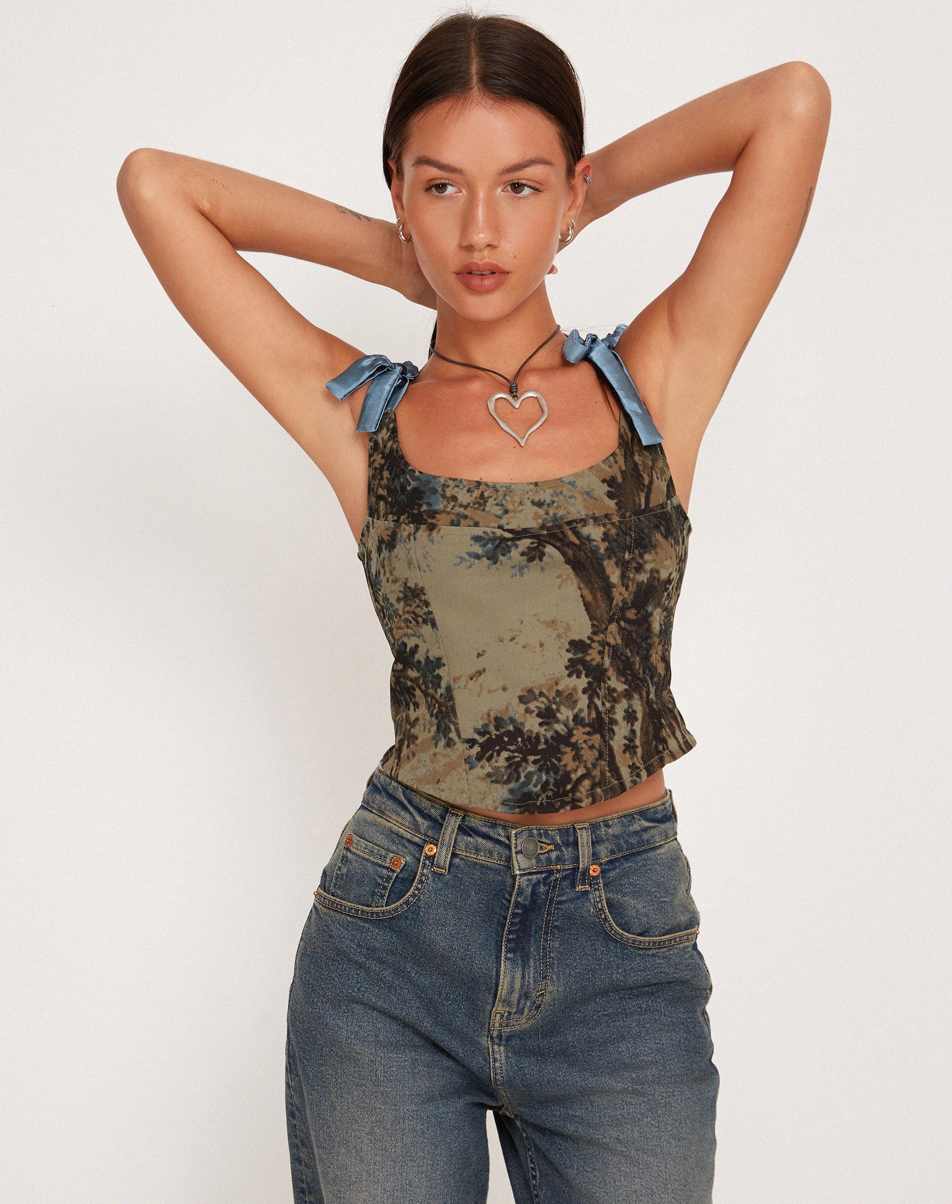 Image de Jatmi Corset Top in Brown Forest Tapestry