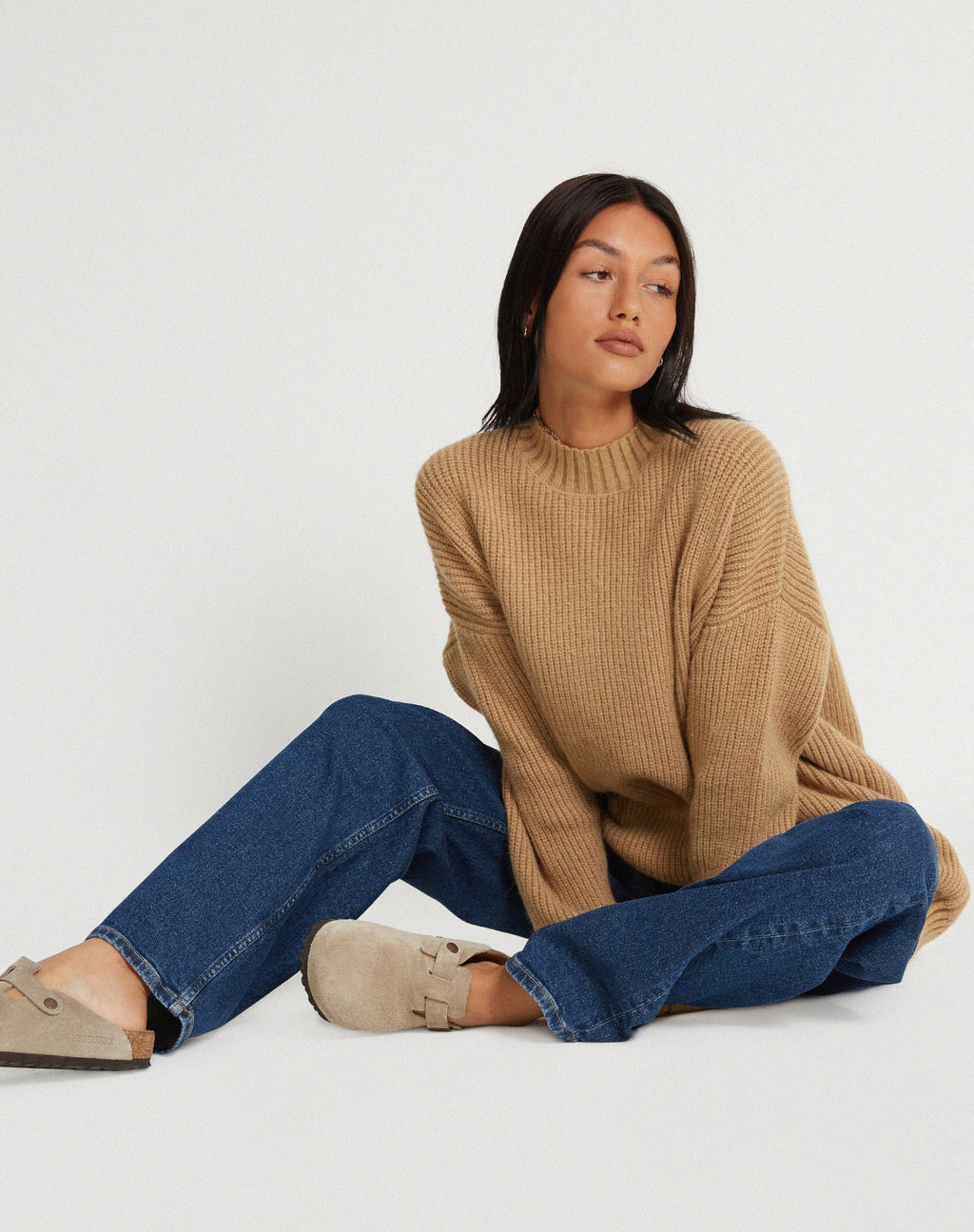 Pull Mody en côtes de couleur havane