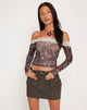 Image de Nagita Long Sleeve Bardot Top in Botanical Dark Brown
