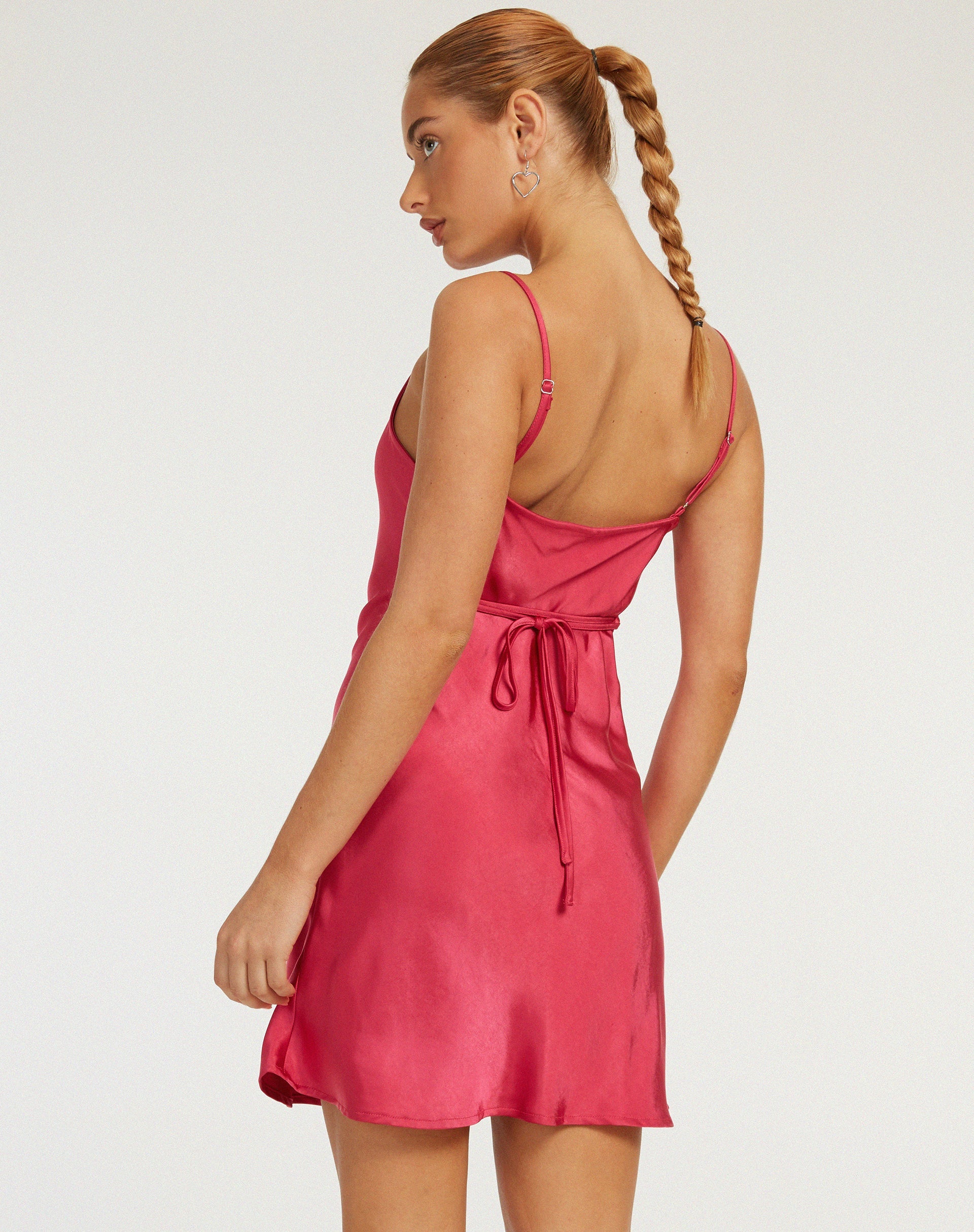image de Paiva Slip Dress in Satin Bright Dark Pink