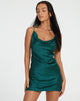 Image de la robe Paiva en satin vert forêt