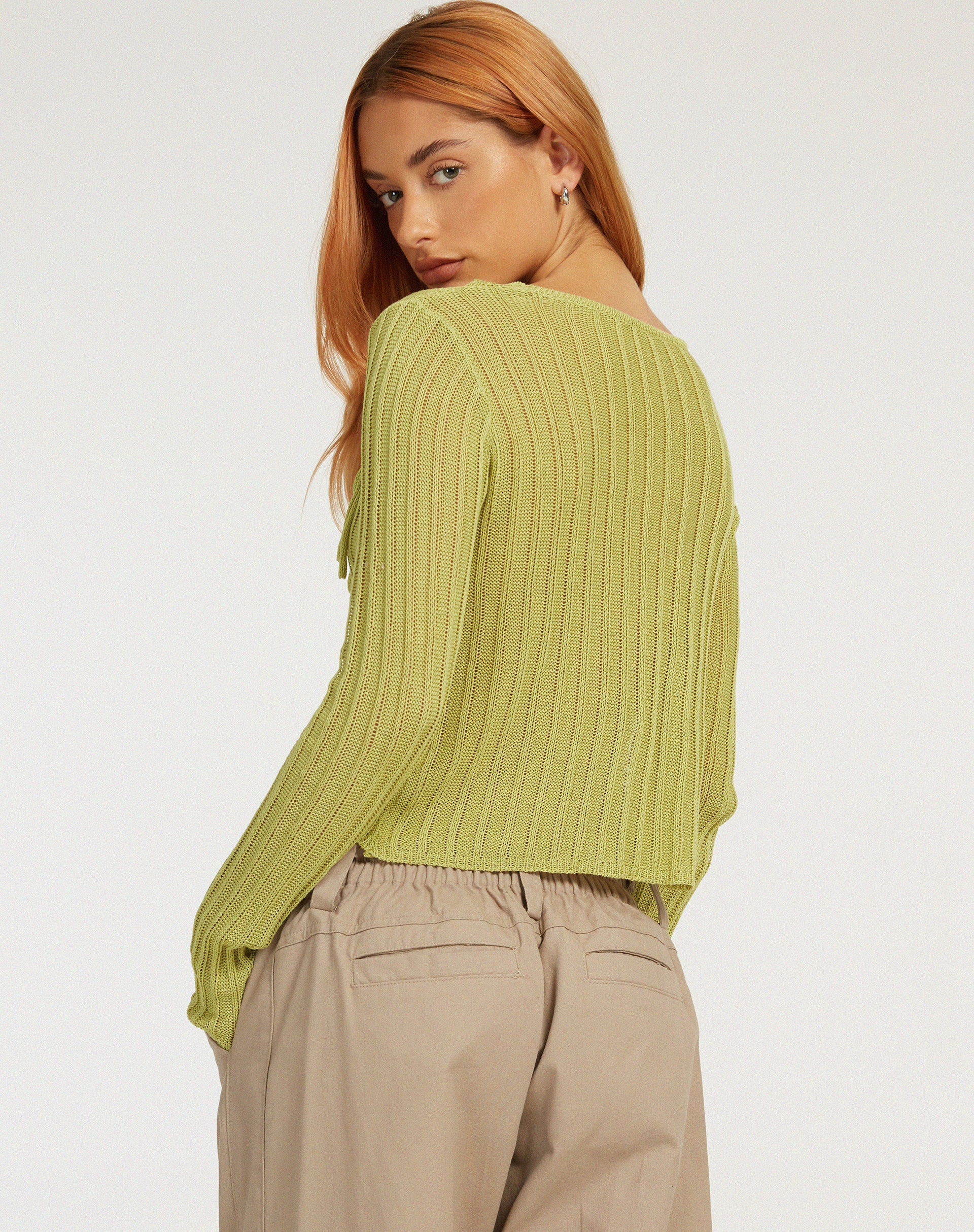 image de Potina Long Sleeve Cardi in Lime