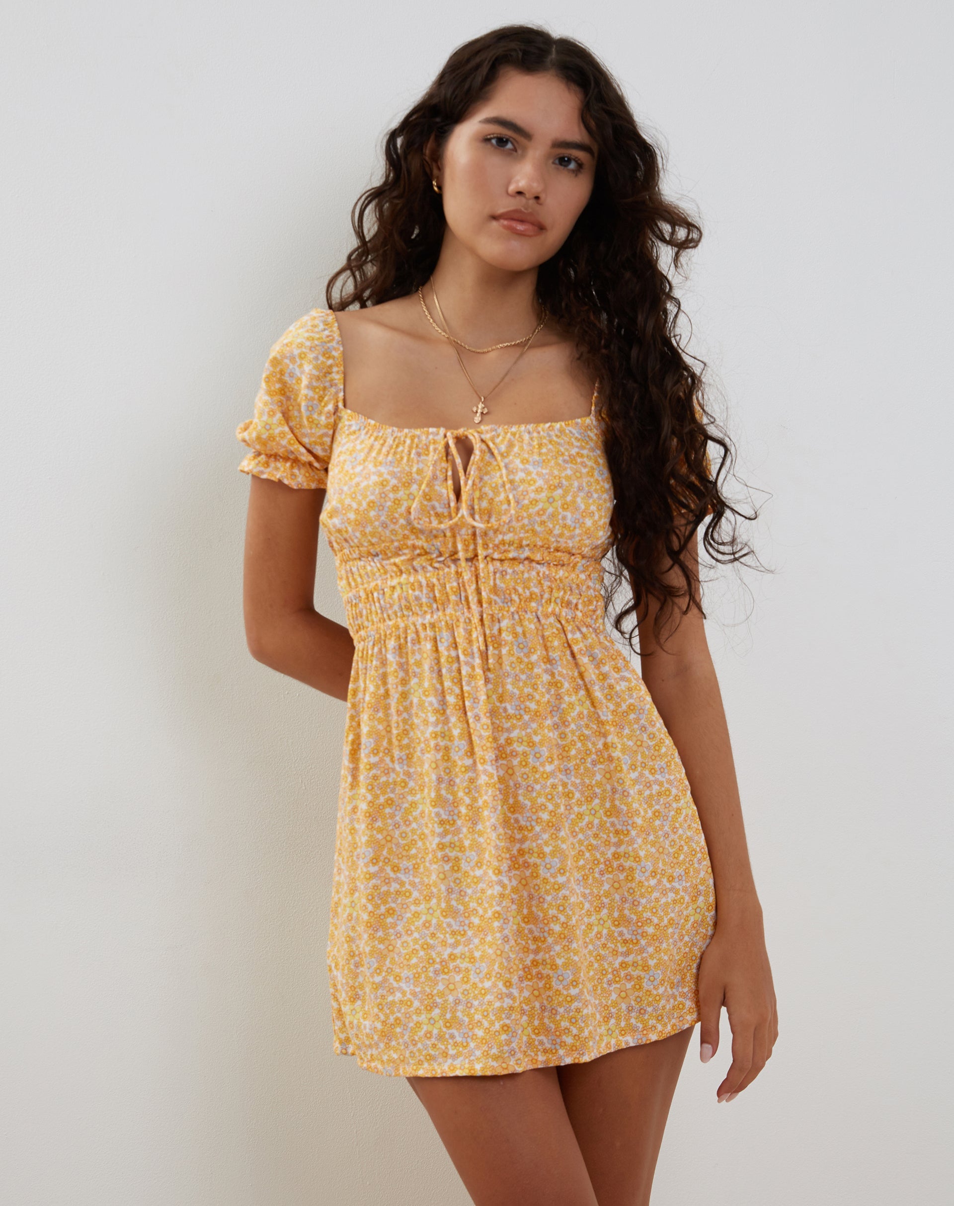 Image de Rosmilly Mini Dress in Flower Garden Yellow