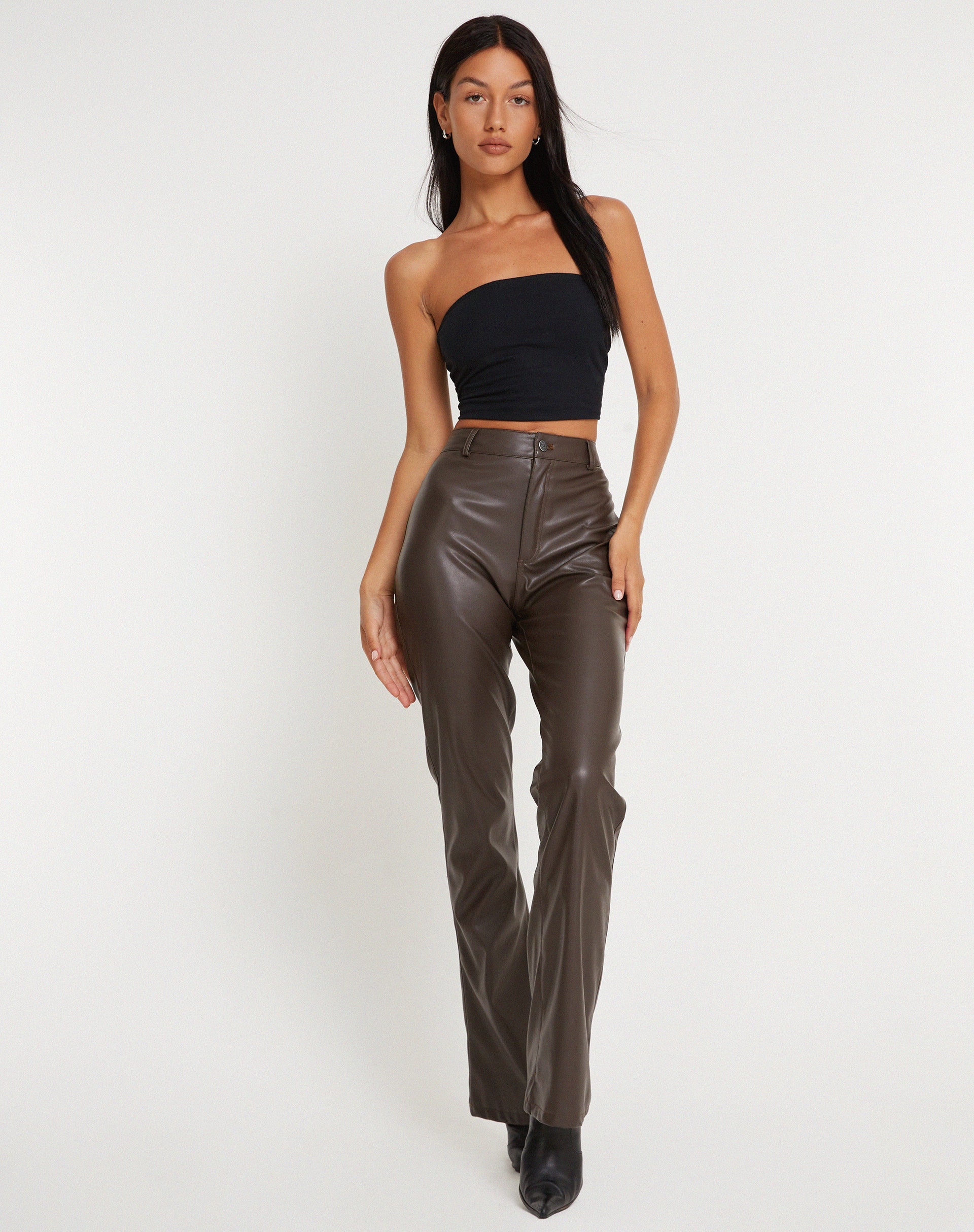 Image de Zoven Trouser in Pu Dark Chocolate