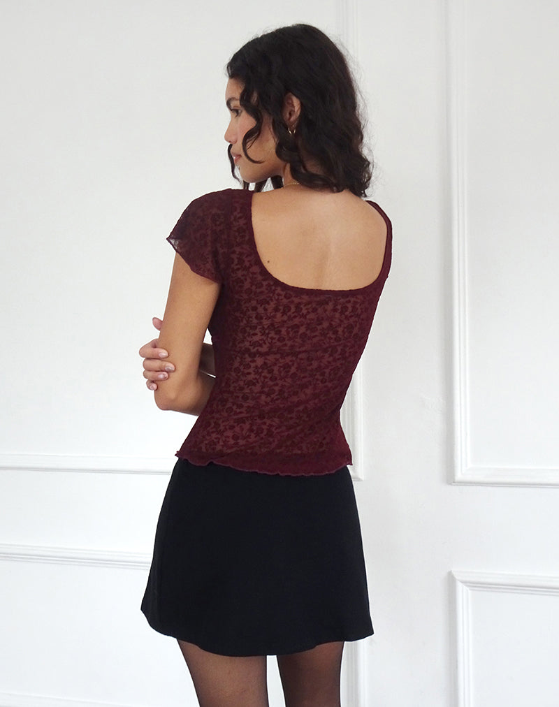 Image de Retina Top en Ditsy Flock Burnt Maroon