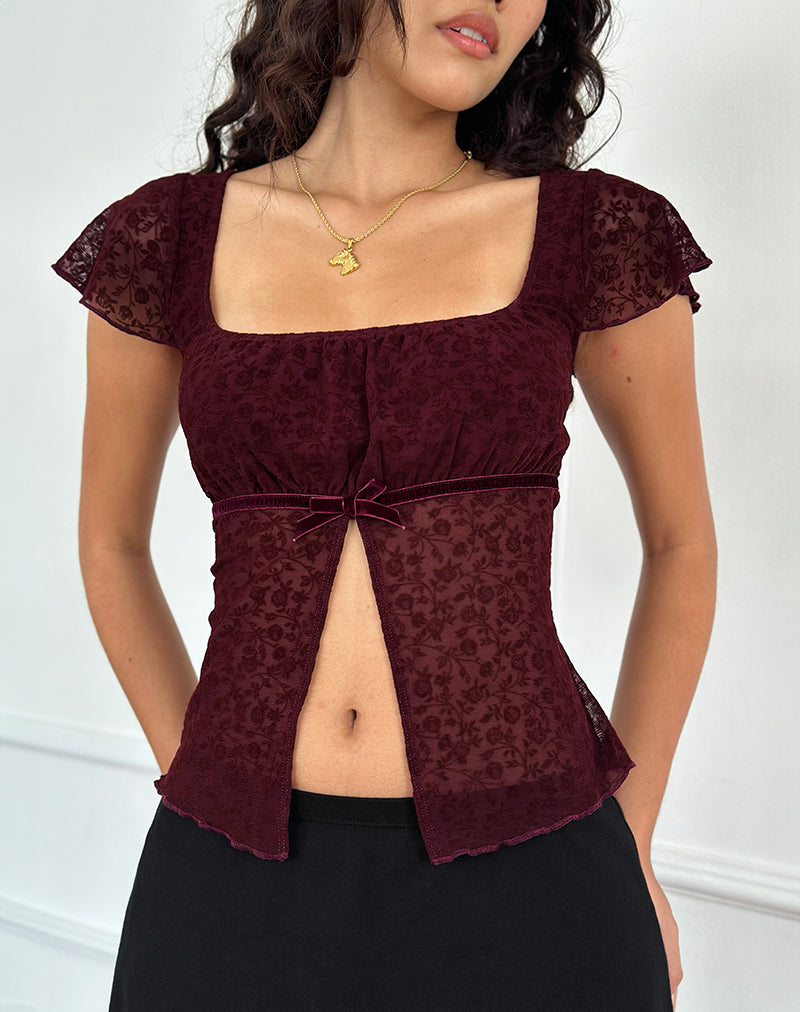 Image de Retina Top en Ditsy Flock Burnt Maroon
