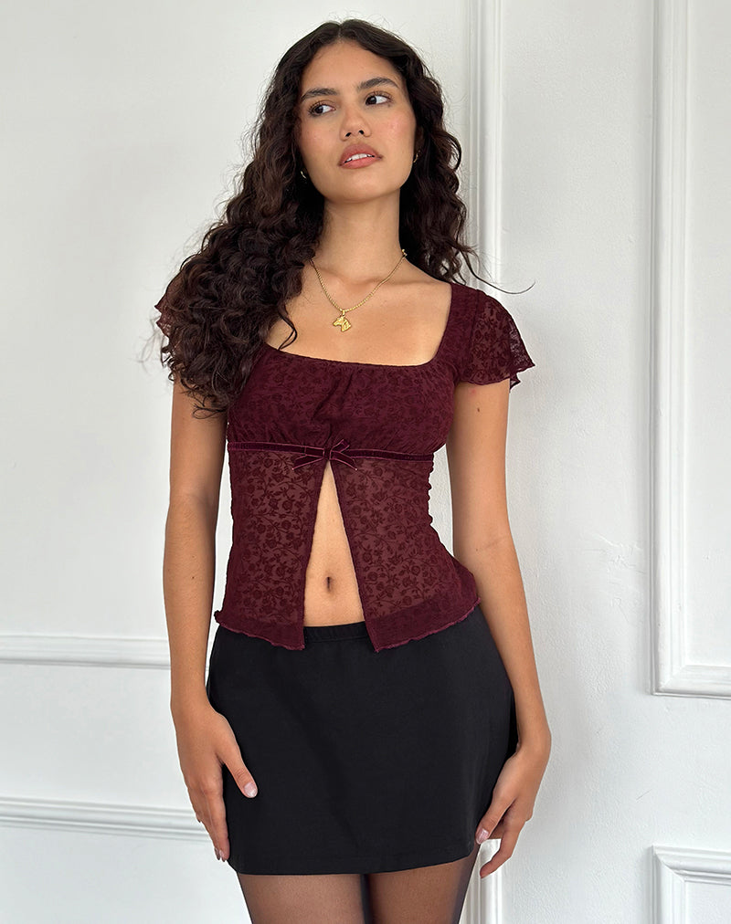 Image de Retina Top en Ditsy Flock Burnt Maroon