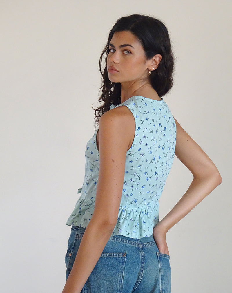 Image de Revata Tie Front Top in Pretty Petal Green