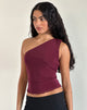 Image de Rhian One Shoulder Top in Mesh Maroon