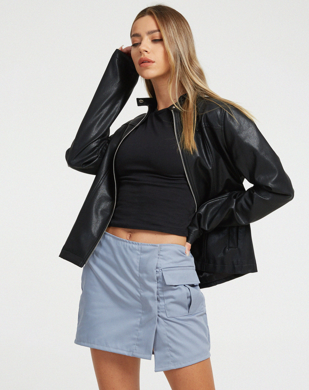 Mini jupe cargo Rhory, gris clair
