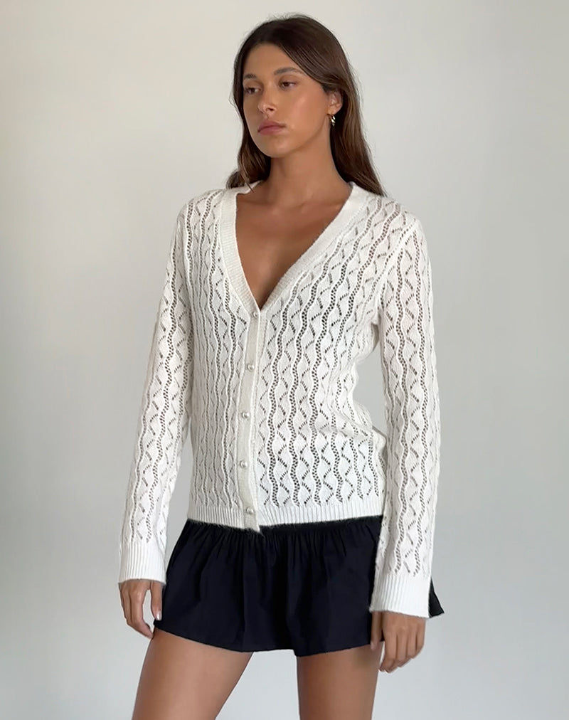 Ricani Cardigan à maille ouverte en ivoire