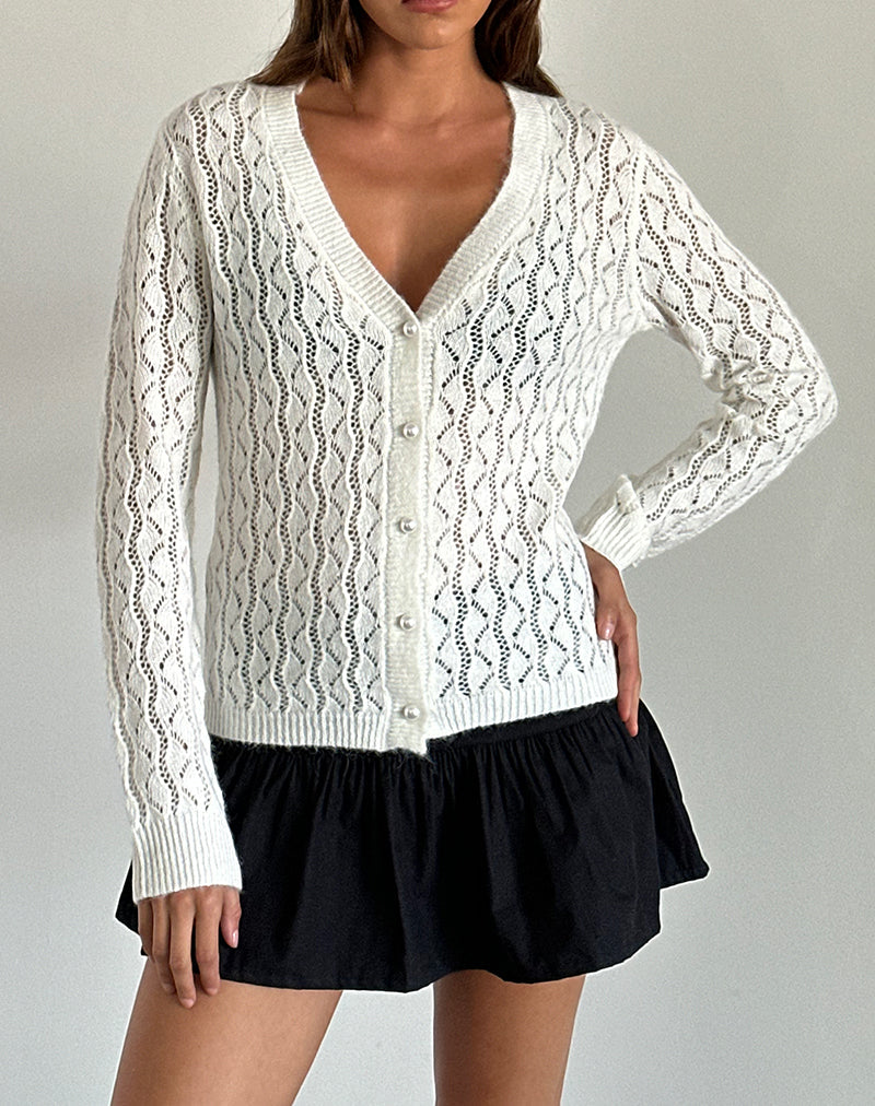 Ricani Cardigan à maille ouverte en ivoire