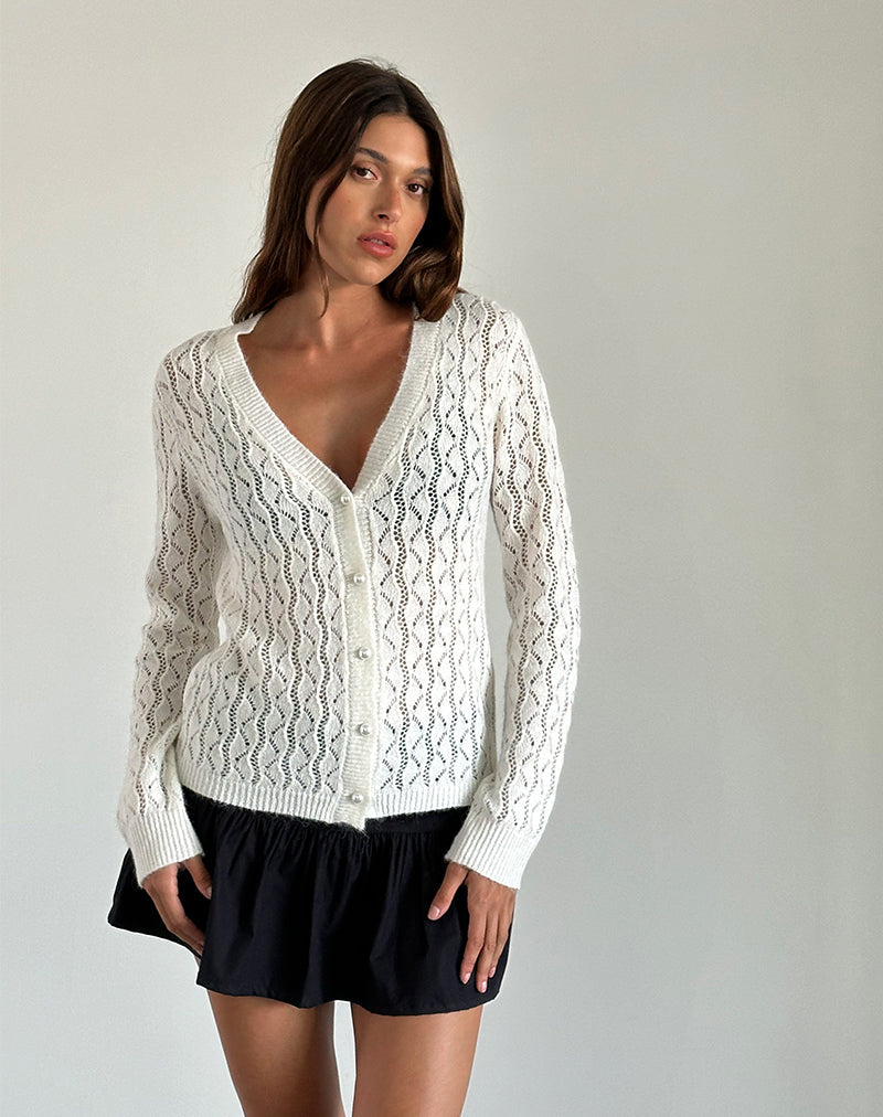 Image de Ricani Cardigan à maille ouverte en ivoire