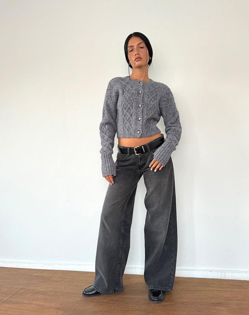 Image de Rigel Cardigan en tricot torsadé gris