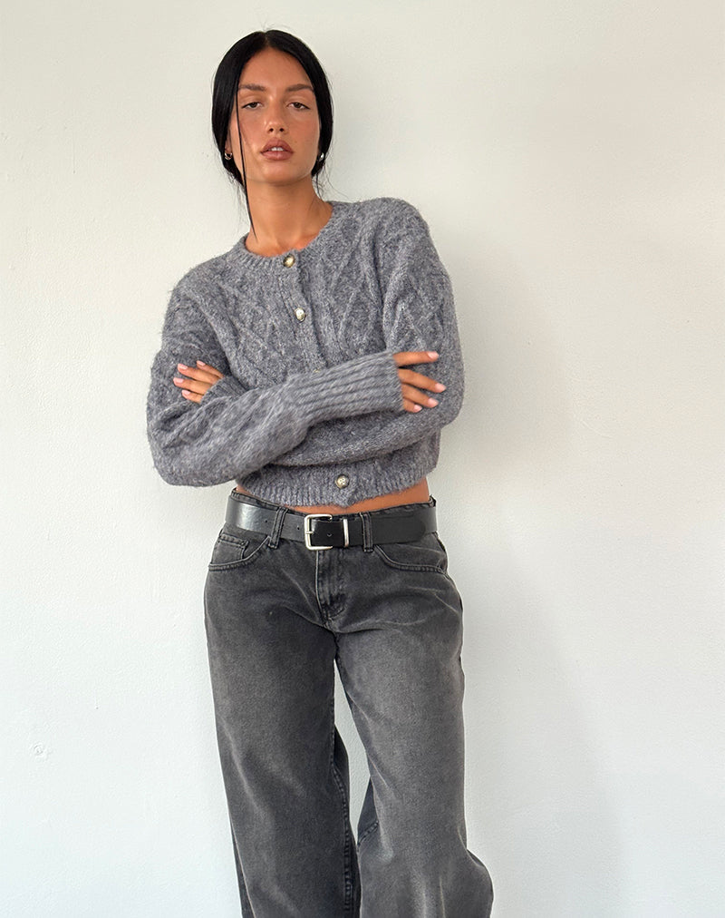 Image de Rigel Cardigan en tricot torsadé gris