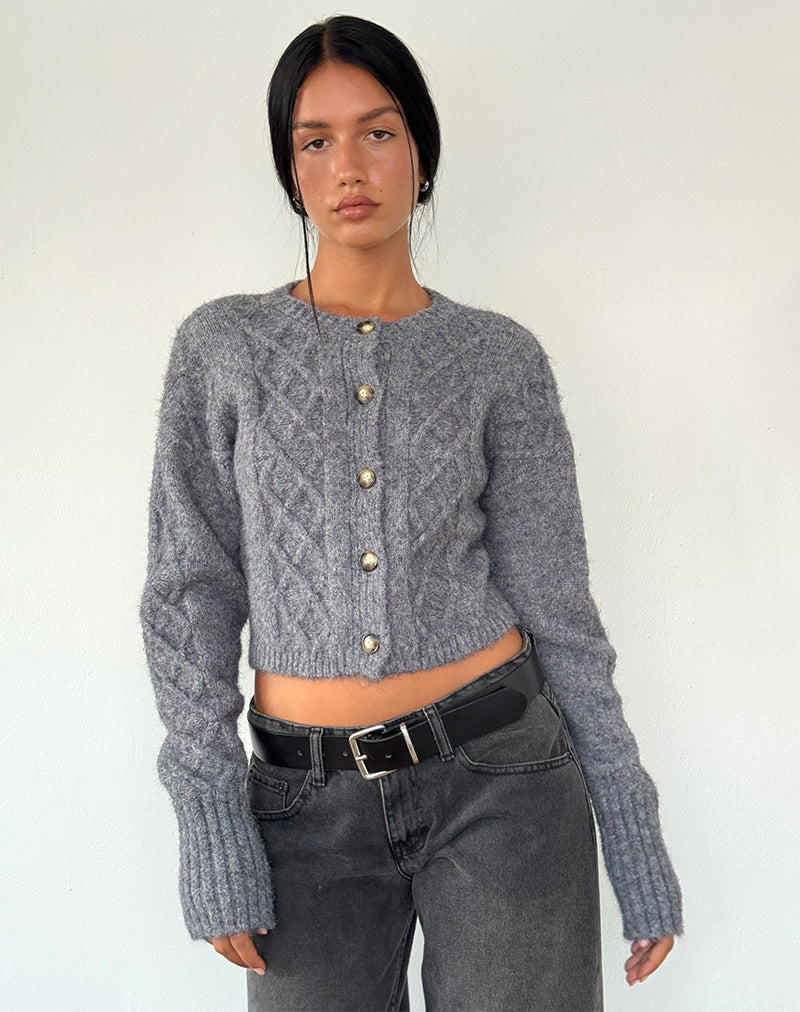 Cardigan Rigel en tricot torsadé gris