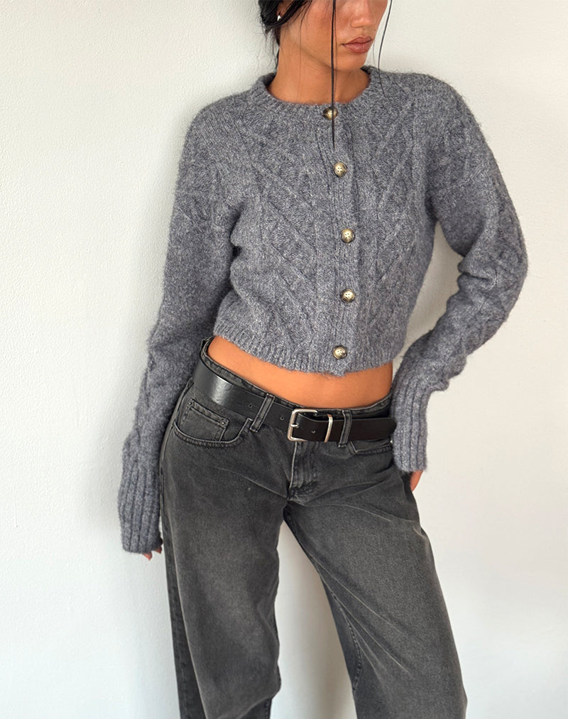 Cardigan Rigel en tricot torsadé gris