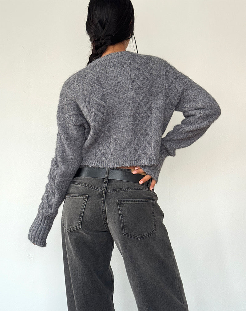 Image de Rigel Cardigan en tricot torsadé gris