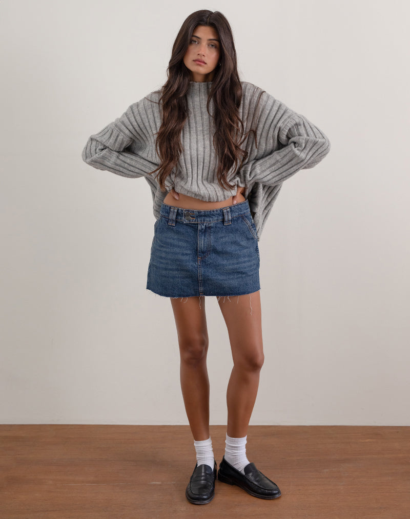 Image de Rigid Micro Denim Skirt in Heritage Blue