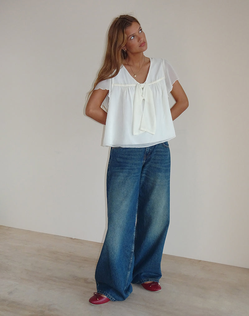 Image de Rike Longline Top in Chiffon Ivory