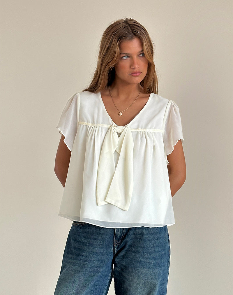 Image de Rike Longline Top in Chiffon Ivory