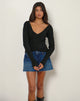 Image de Rinca Bardot Jumper in Rib Knit Black
