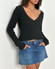 Image de Rinca Bardot Jumper in Rib Knit Black