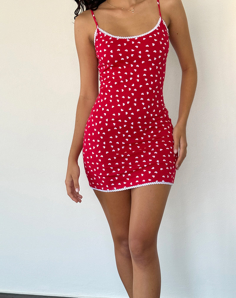 Mini robe bodycon Riniki, Heart Red