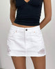 Image of Ripped Raw Hem Denim Mini Skirt in True White