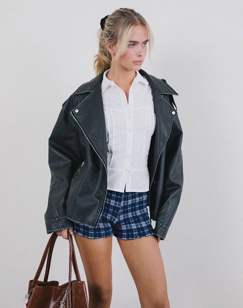 Image de Ritala Shirred Shorts in Tartan Dark Blue