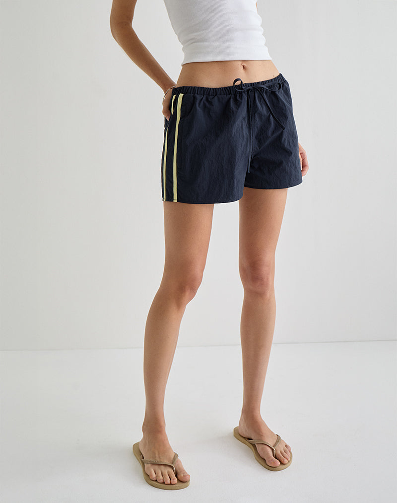 Image de Riu Runner Short in Navy with Yellow Stripe