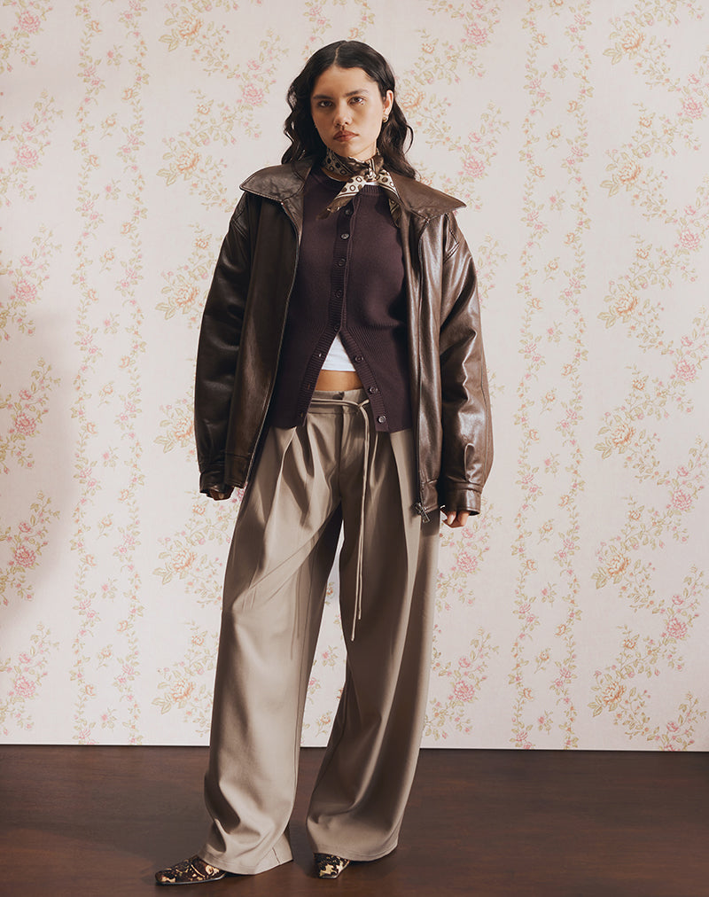 Pantalon Rivela à taille nouée, taupe