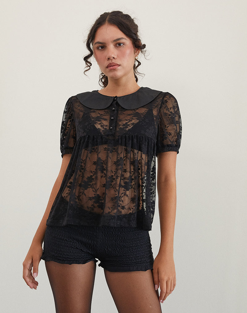 Image de Rochea Blouse en dentelle non doublée Noir