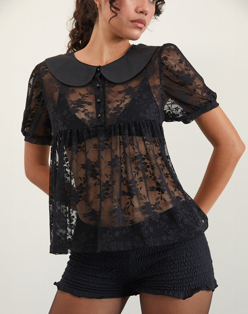 Image de Rochea Blouse en dentelle non doublée Noir