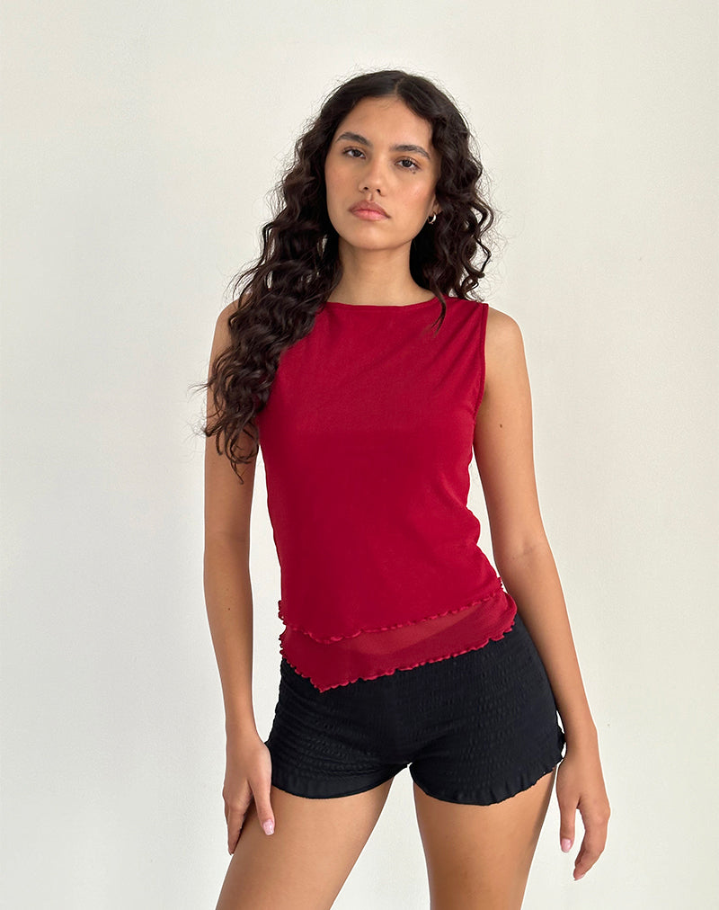 Image de Rochie Top asymétrique en maille cerise