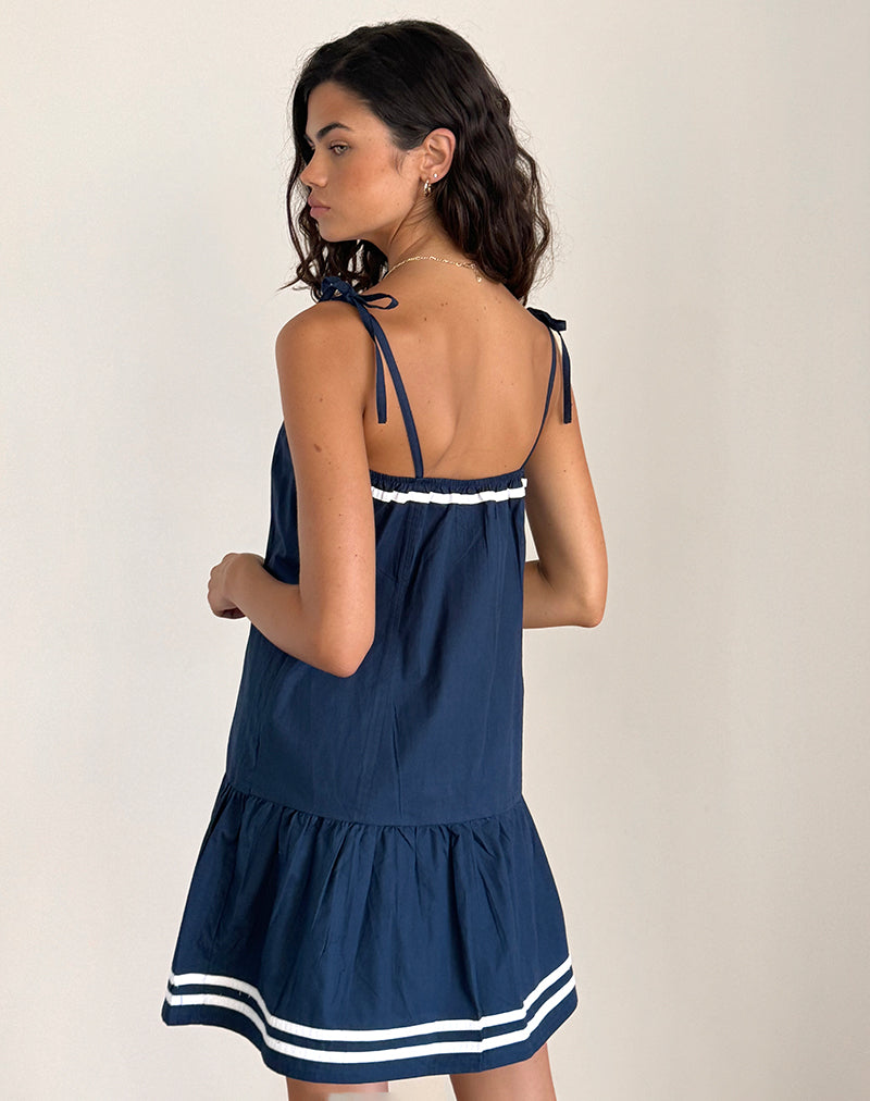 Image de Rodha Mini robe cami en popeline marine