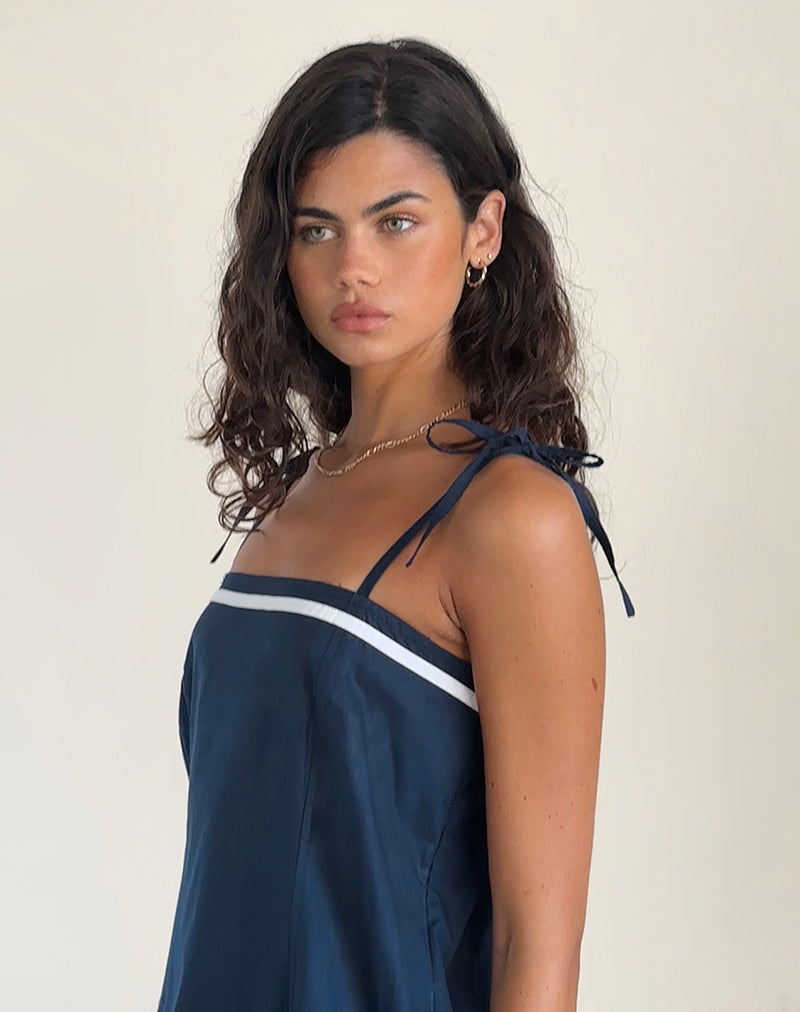 Image de Rodha Mini robe cami en popeline marine