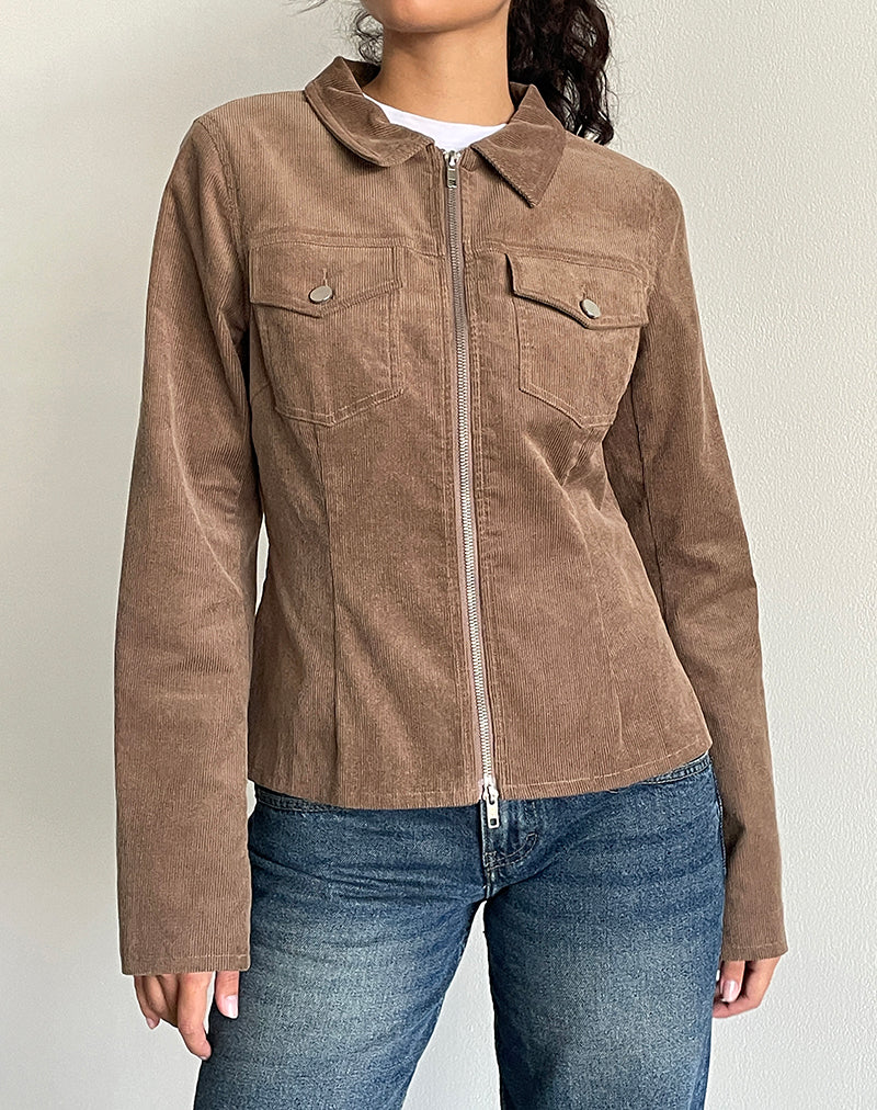 Rohana Veste ajustée en Baby Cord Walnut Brown