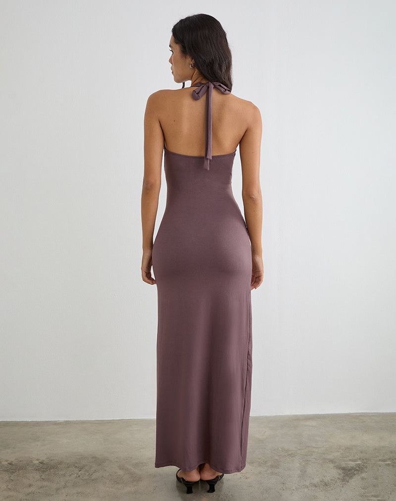 Image de la robe longue Rohesia en taupe foncé